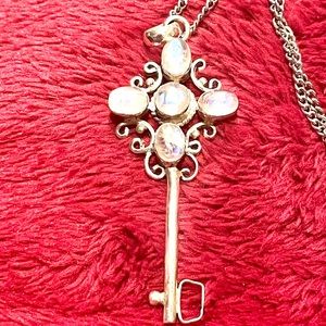Sterling Moonstone Key Pendant Necklace